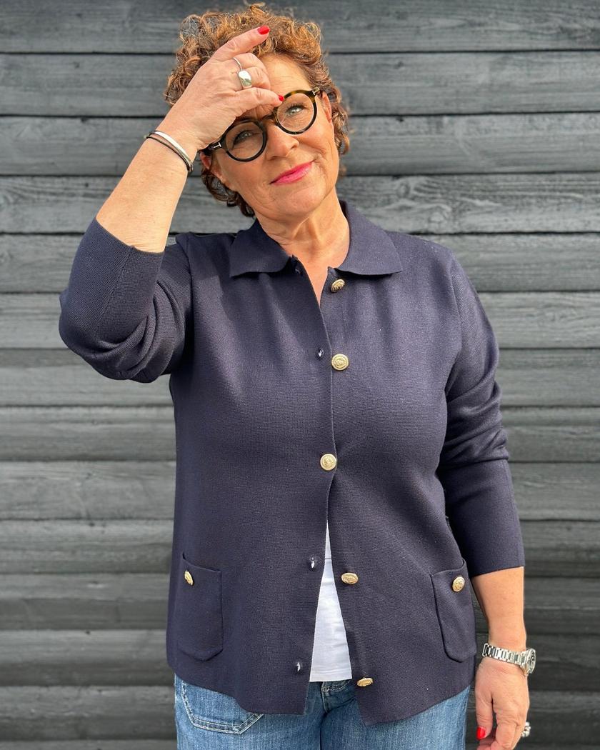 Cardigan m/gull knapper