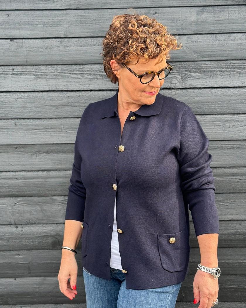 Cardigan m/gull knapper