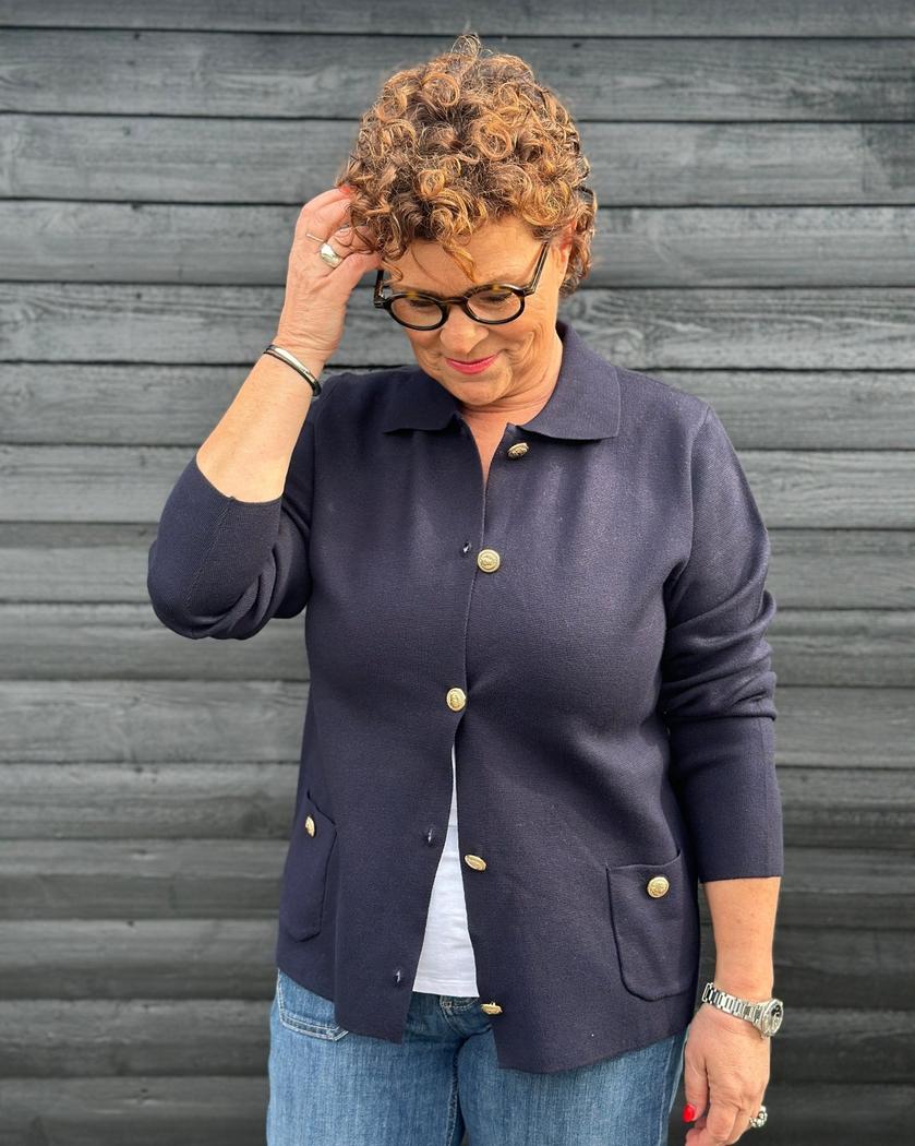 Cardigan m/gull knapper