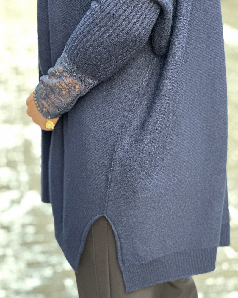 Oversized genser m splitt