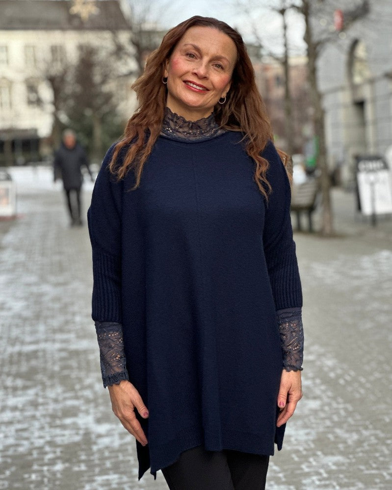 Oversized genser m splitt